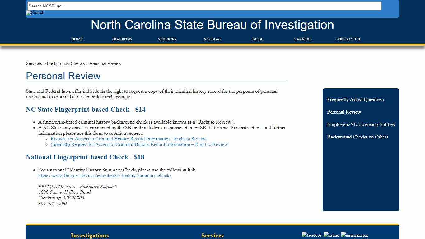 NCSBI - Personal Review