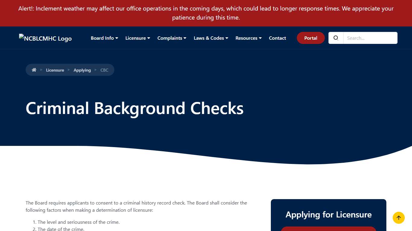Criminal Background Checks North Carolina Board of Licensed Clinical Mental Health Counselors